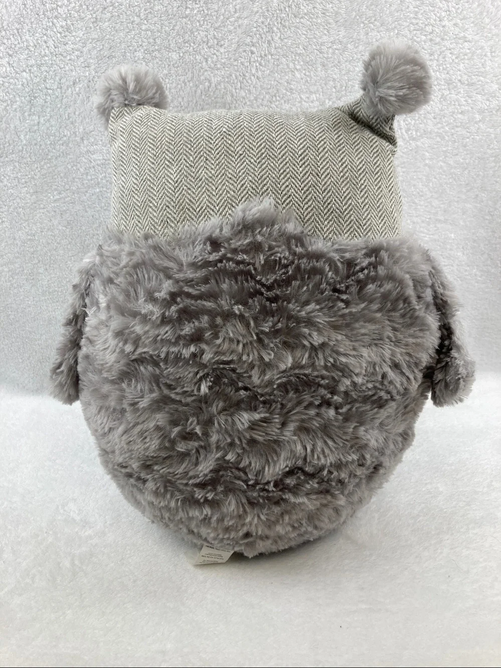 Pier 1 Imports Roxie The Grey Owl Pillow Tweed Plush Stuffed Animal 16”